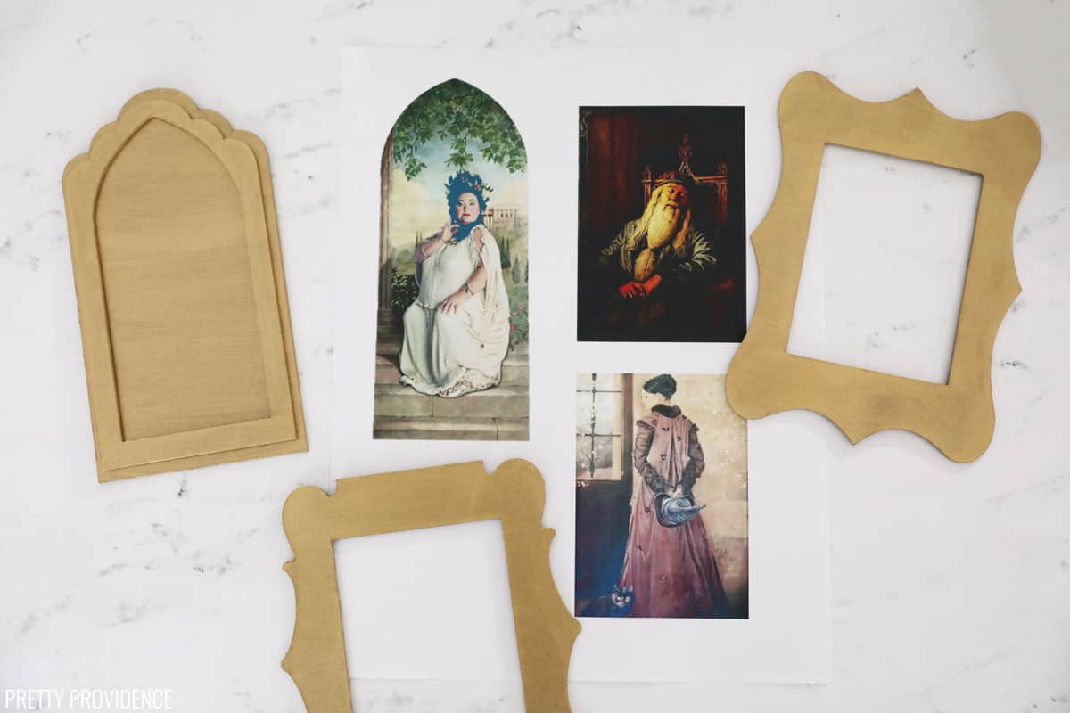 small Harry Potter portraits printed and gold frames 
