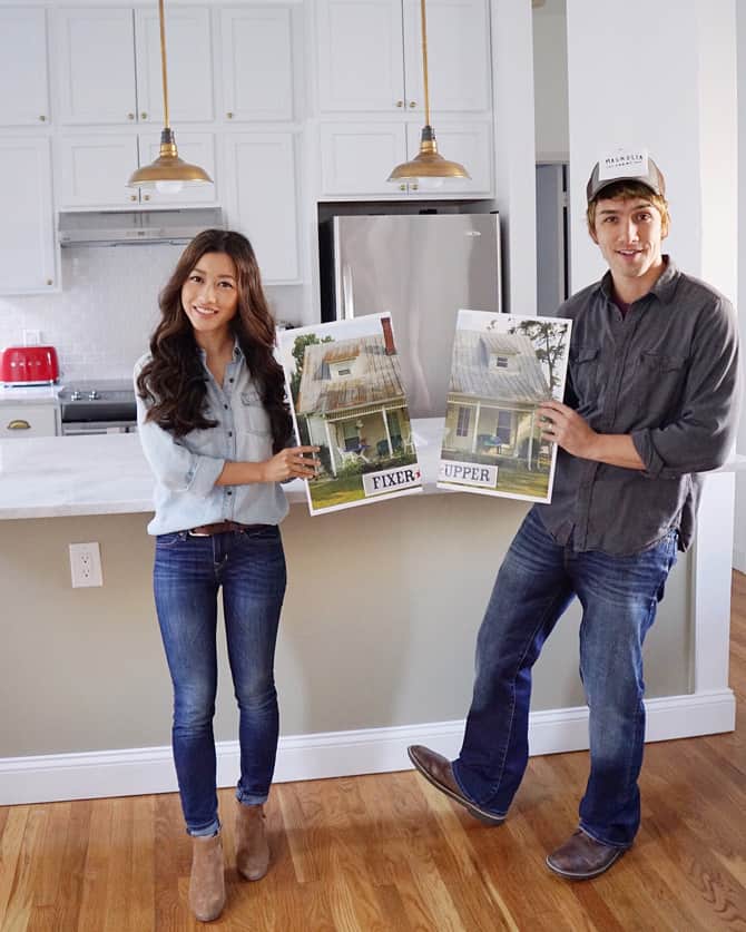 A couple dressed as Chip and Joanna Gaines for Halloween.
